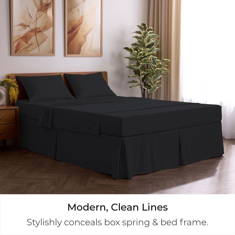Mellanni Bed Skirt Cal King Size- Bed Skirting - 15-Inch Tailored Drop Pleated Dust Ruffle - Hotel Luxury Bedding - Wrinkle, Fade, Stain Resistant - 1 Bedskirt (Cal King, Black) - Image 5